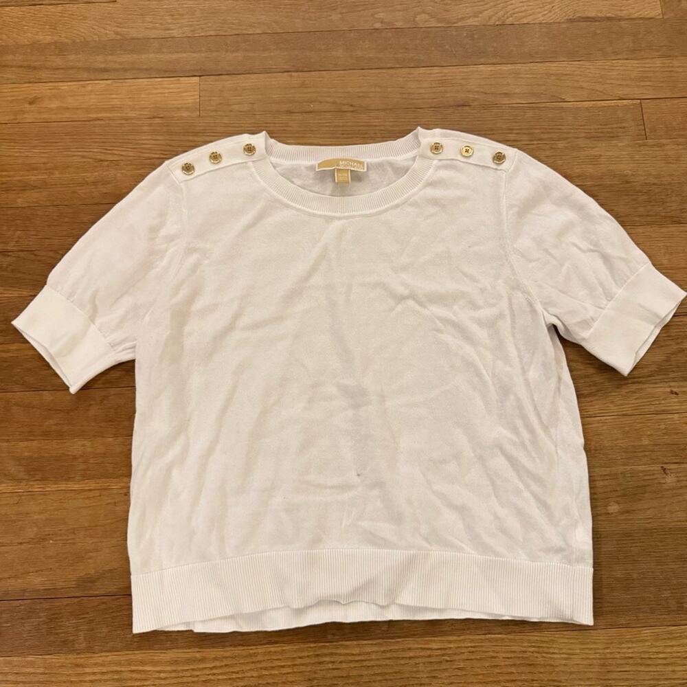 Michael Kors white short sleeve sweatshirt shirt top size XL
 b33